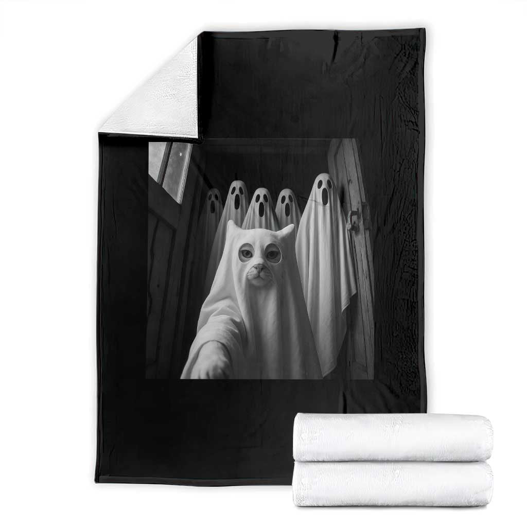 Funny Ghost Cat Halloween Meme Throw Blanket TS14 Black Print Your Wear
