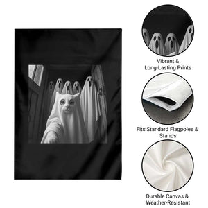 Funny Ghost Cat Halloween Meme Garden Flag TS14 Print Your Wear
