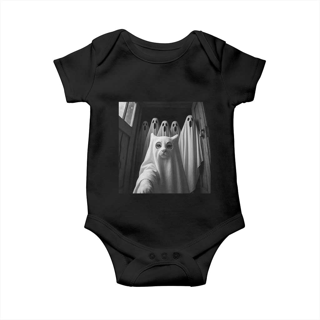 Funny Ghost Cat Halloween Meme Baby Onesie TS14 Black Print Your Wear