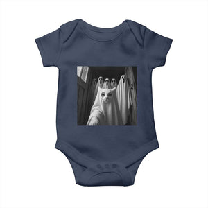 Funny Ghost Cat Halloween Meme Baby Onesie TS14 Navy Print Your Wear