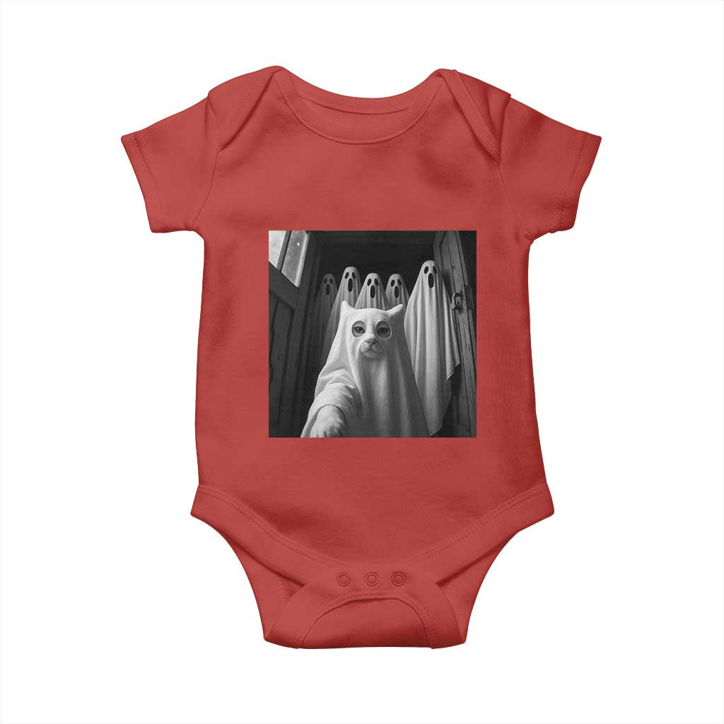 Funny Ghost Cat Halloween Meme Baby Onesie TS14 Red Print Your Wear