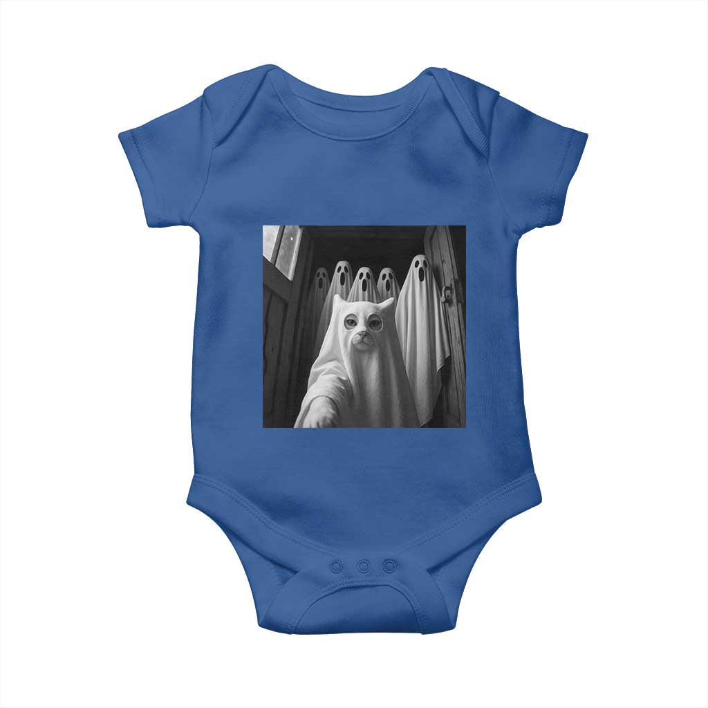 Funny Ghost Cat Halloween Meme Baby Onesie TS14 Royal Blue Print Your Wear
