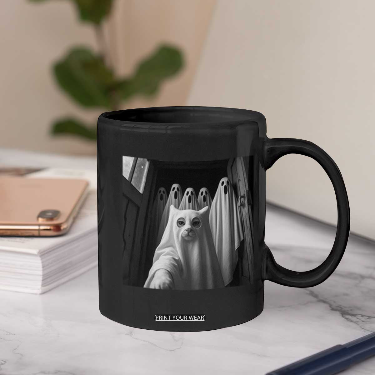 Funny Ghost Cat Halloween Meme Coffee Mug TS14 Print Your Wear