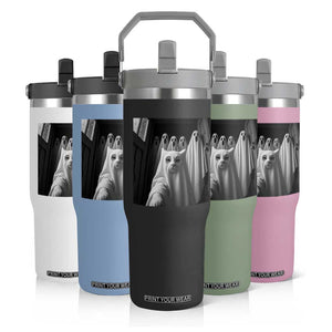 Funny Ghost Cat Halloween Meme Flip Straw Tumbler TS14 Print Your Wear