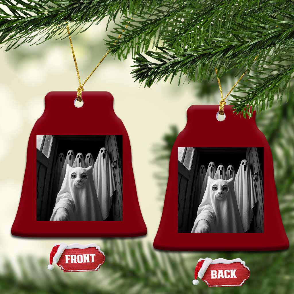 Funny Ghost Cat Halloween Meme Ceramic Ornament TS14 Print Your Wear