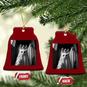 Funny Ghost Cat Halloween Meme Ceramic Ornament TS14 Print Your Wear