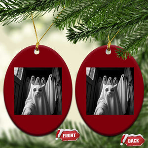 Funny Ghost Cat Halloween Meme Ceramic Ornament TS14 Print Your Wear