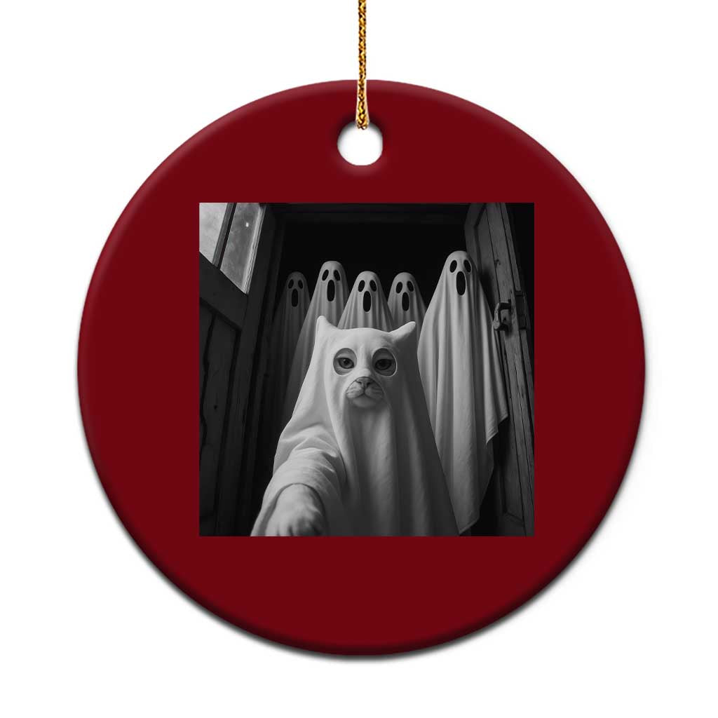 Funny Ghost Cat Halloween Meme Ceramic Ornament TS14 1pc Red Print Your Wear