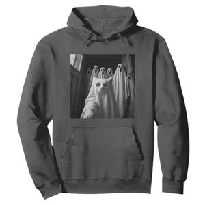 Funny Ghost Cat Halloween Meme Hoodie TS14 Dark Heather Print Your Wear