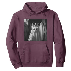 Funny Ghost Cat Halloween Meme Hoodie TS14 Maroon Print Your Wear