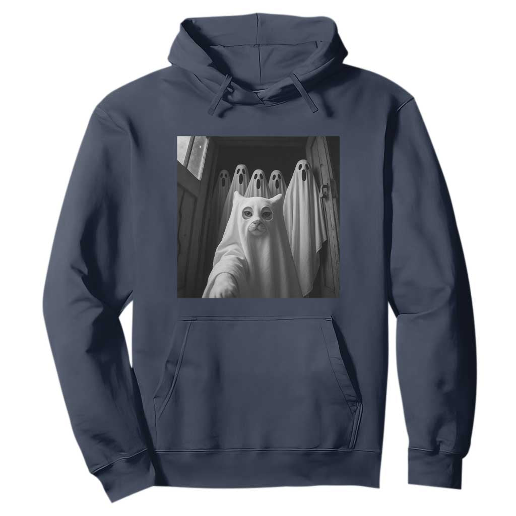 Funny Ghost Cat Halloween Meme Hoodie TS14 Navy Print Your Wear