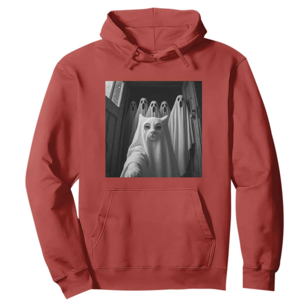 Funny Ghost Cat Halloween Meme Hoodie TS14 Red Print Your Wear