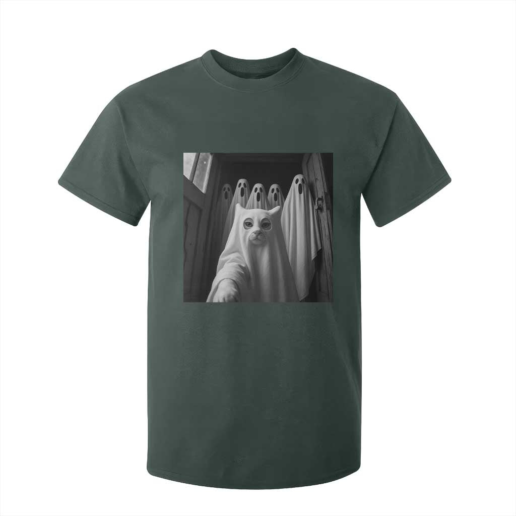Funny Ghost Cat Halloween Meme T Shirt For Kid TS14 Dark Forest Green Print Your Wear