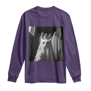 Funny Ghost Cat Halloween Meme Long Sleeve Shirt TS14 Purple Print Your Wear