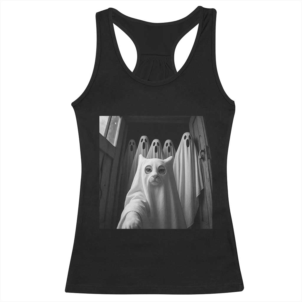 Funny Ghost Cat Halloween Meme Racerback Tank Top TS14 Black Print Your Wear
