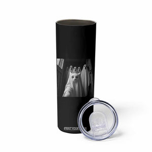 Funny Ghost Cat Halloween Meme Skinny Tumbler TS14 Print Your Wear