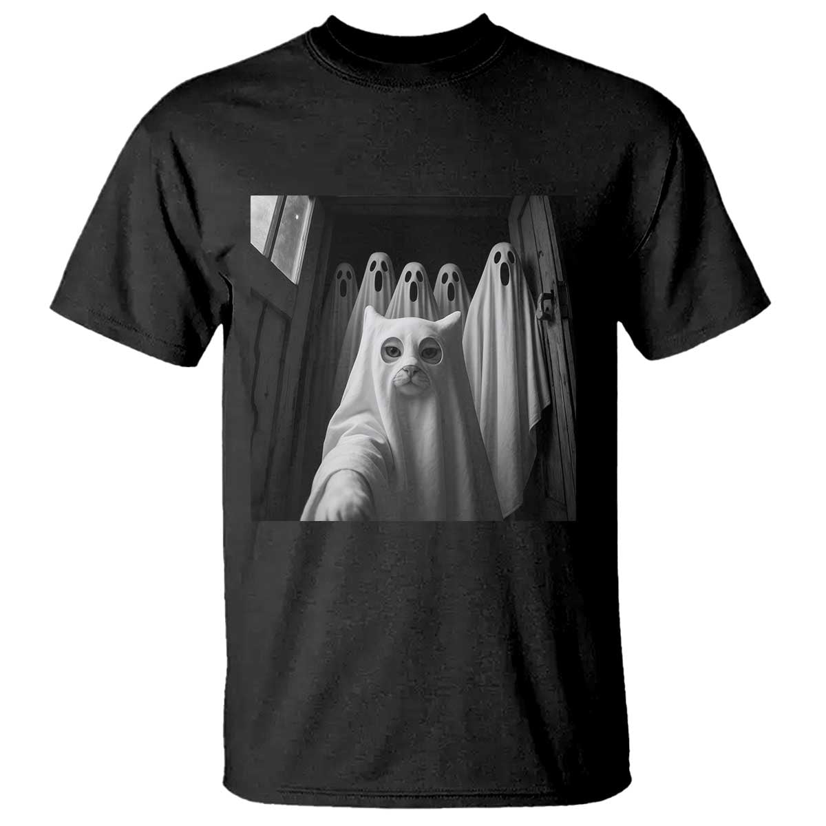 Funny Ghost Cat Halloween Meme T Shirt TS14 Black Print Your Wear