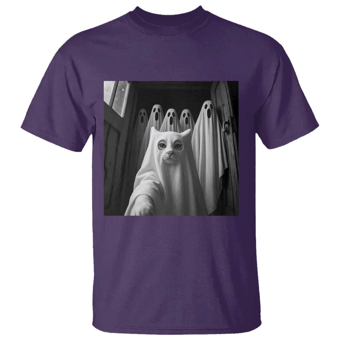 Funny Ghost Cat Halloween Meme T Shirt TS14 Purple Print Your Wear