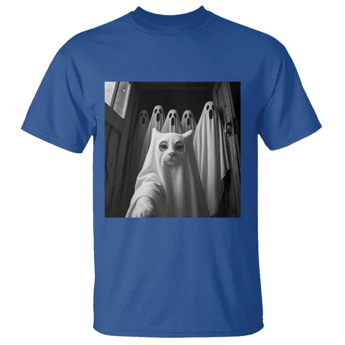 Funny Ghost Cat Halloween Meme T Shirt TS14 Royal Blue Print Your Wear