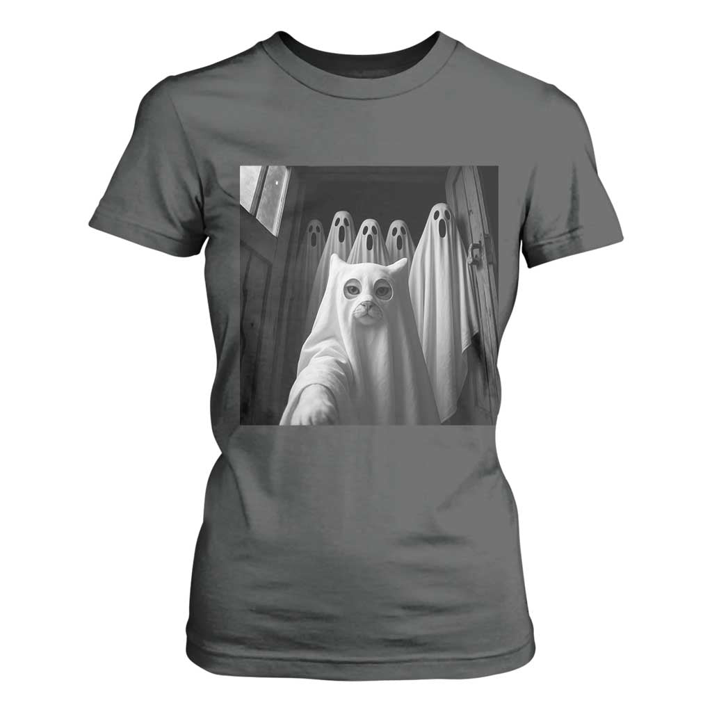 Funny Ghost Cat Halloween Meme T Shirt For Women TS14 Dark Heather Print Your Wear