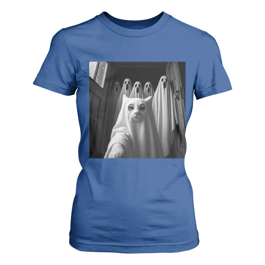 Funny Ghost Cat Halloween Meme T Shirt For Women TS14 Royal Blue Print Your Wear