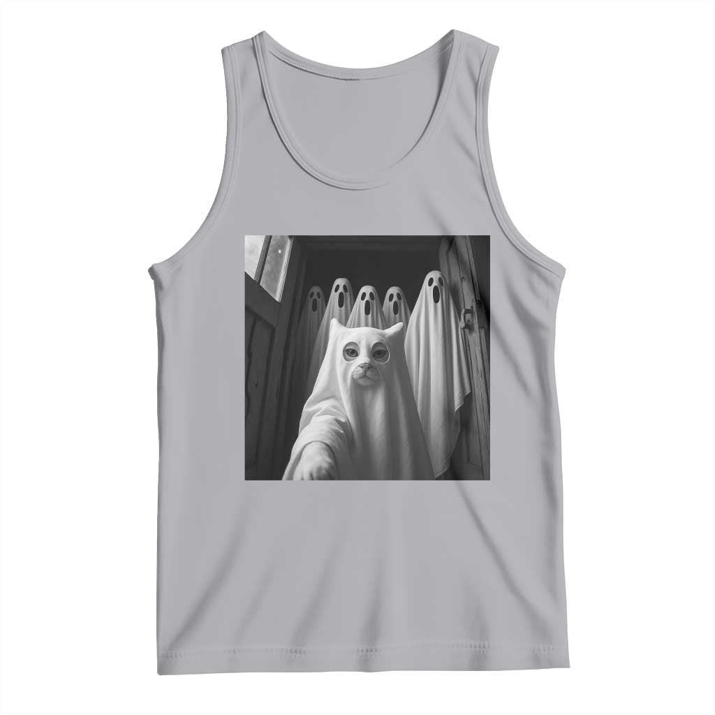 Funny Ghost Cat Halloween Meme Tank Top TS14 Athletic Heather Print Your Wear