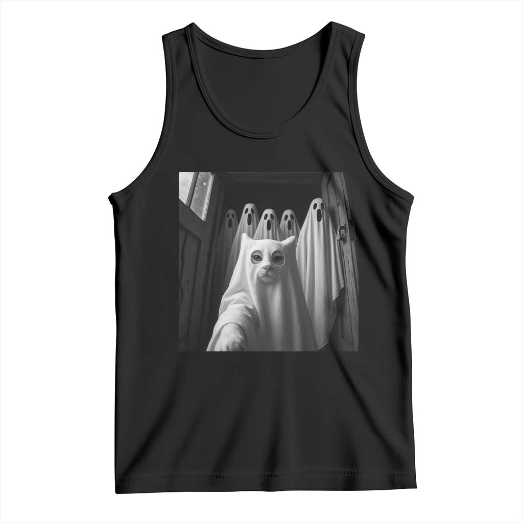Funny Ghost Cat Halloween Meme Tank Top TS14 Black Print Your Wear