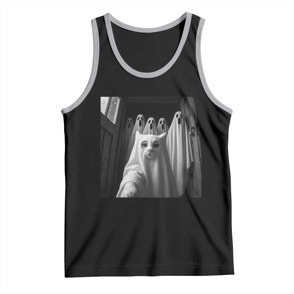 Funny Ghost Cat Halloween Meme Tank Top TS14 Black Athletic Heather Print Your Wear