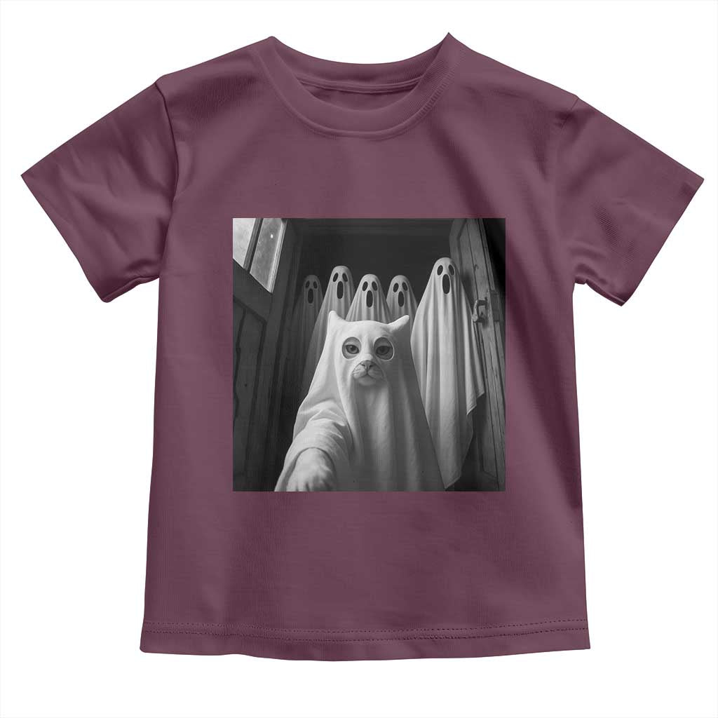 Funny Ghost Cat Halloween Meme Toddler T Shirt TS14 Maroon Print Your Wear