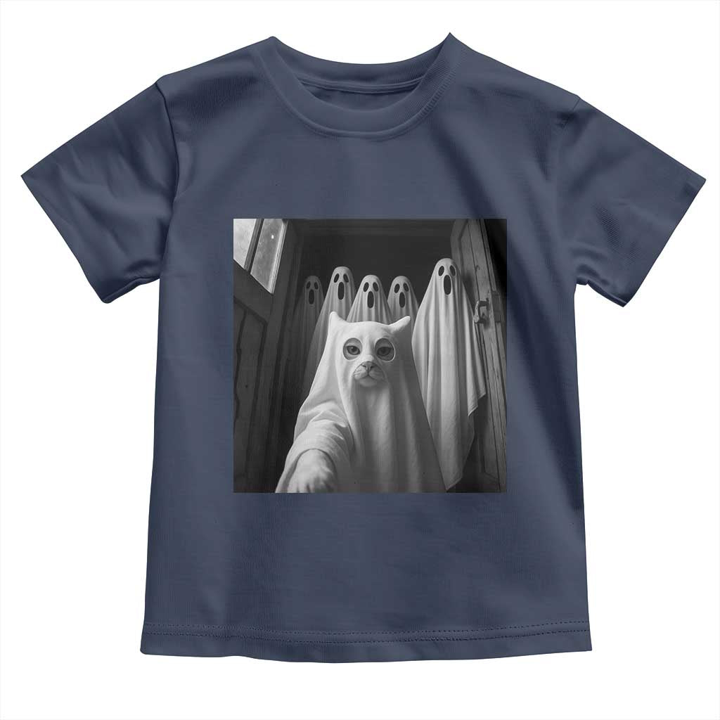 Funny Ghost Cat Halloween Meme Toddler T Shirt TS14 Navy Print Your Wear