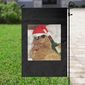 Funny Cat Drinking Wine Christmas Garden Flag TS14 Print Your Wear