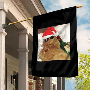 Funny Cat Drinking Wine Christmas Garden Flag TS14 Print Your Wear