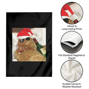 Funny Cat Drinking Wine Christmas Garden Flag TS14 Print Your Wear
