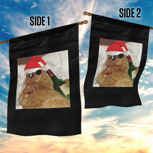 Funny Cat Drinking Wine Christmas Garden Flag TS14 Print Your Wear