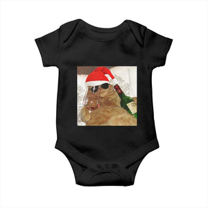 Funny Cat Drinking Wine Christmas Baby Onesie - Print Your Wear