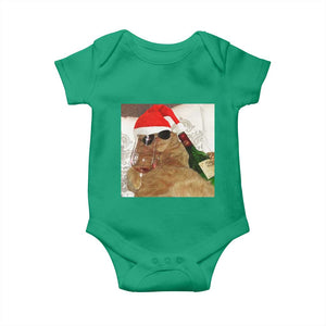 Funny Cat Drinking Wine Christmas Baby Onesie - Print Your Wear