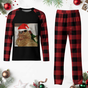 Funny Cat Drinking Wine Christmas Plaid Pajama Set TS14 Buffalo Plaid Print Your Wear
