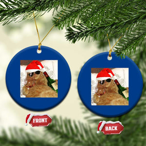Funny Cat Drinking Wine Xmas Ceramic Ornament TS14 1pc Blue Print Your Wear