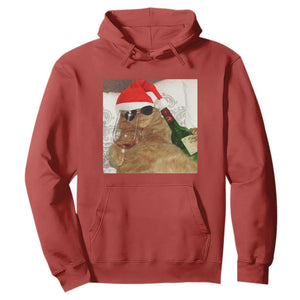 Funny Cat Drinking Wine Christmas Hoodie TS14 Red Print Your Wear