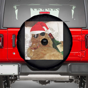 Funny Cat Drinking Wine Christmas Spare Tire Cover TS14 Black Print Your Wear