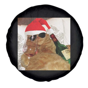 Funny Cat Drinking Wine Christmas Spare Tire Cover TS14 Print Your Wear