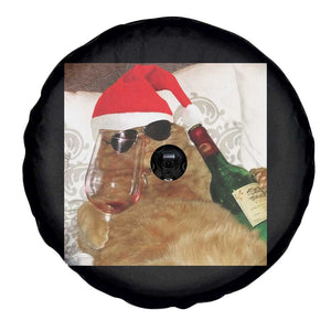 Funny Cat Drinking Wine Christmas Spare Tire Cover TS14 Print Your Wear