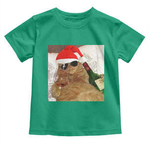 Funny Cat Drinking Wine Christmas Toddler T Shirt - Print Your Wear