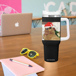 Funny Cat Drinking Wine Christmas Tumbler With Handle - Print Your Wear