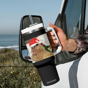 Funny Cat Drinking Wine Christmas Tumbler With Handle - Print Your Wear