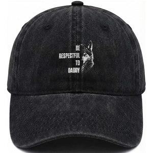 Funny Wolf Washed Cotton Baseball Cap Be Respectful To Daddy TS14 Washed Cap Universal Fit Black Print Your Wear