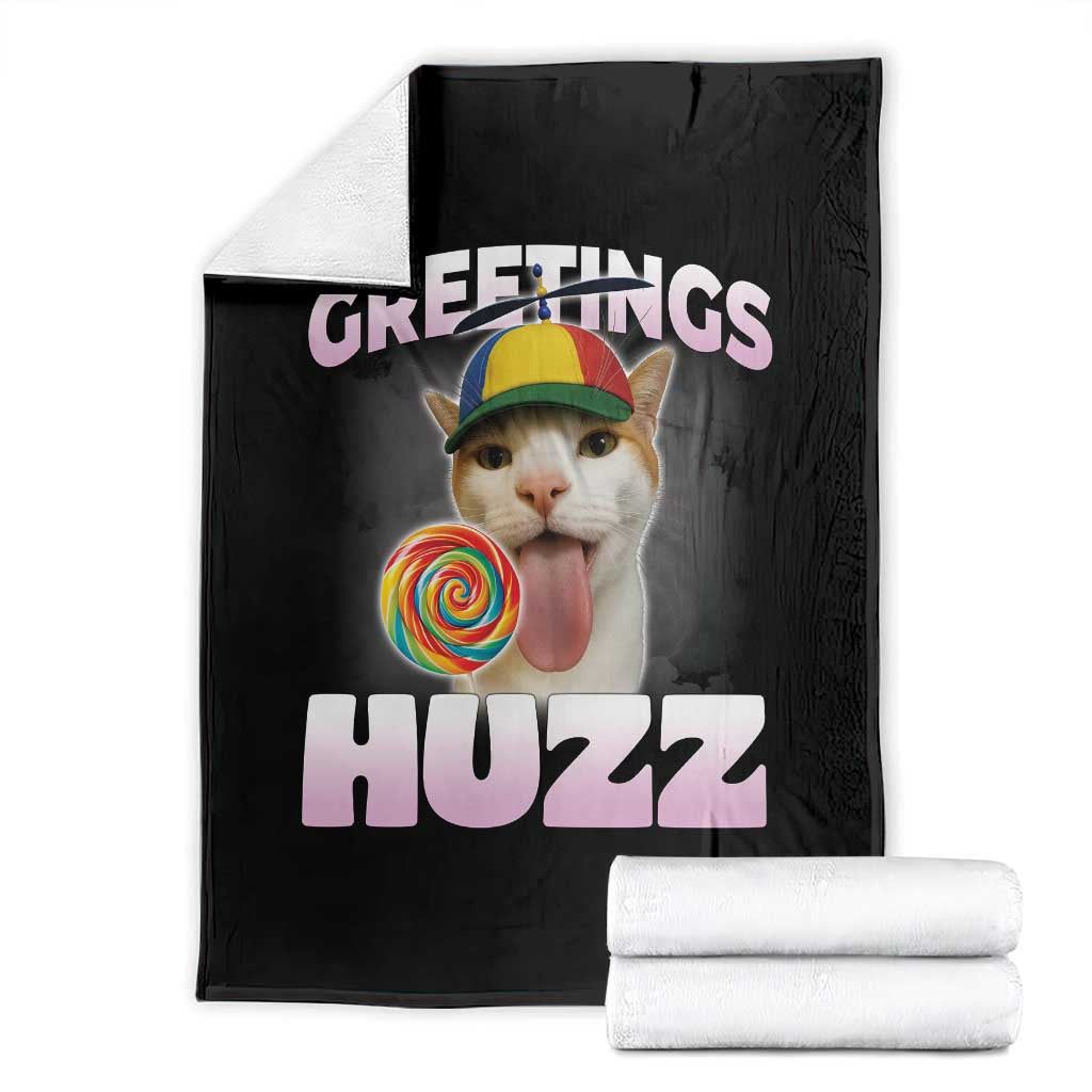 Funny Cat Meme Throw Blanket Greetings Huzz TS14 Black Print Your Wear