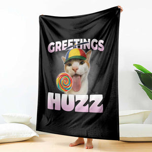 Funny Cat Meme Throw Blanket Greetings Huzz - Print Your Wear