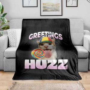 Funny Cat Meme Throw Blanket Greetings Huzz - Print Your Wear