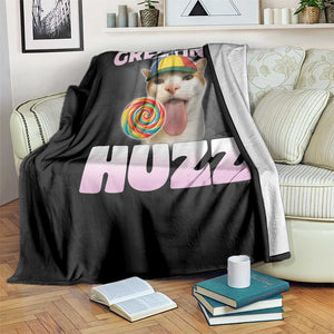 Funny Cat Meme Throw Blanket Greetings Huzz - Print Your Wear